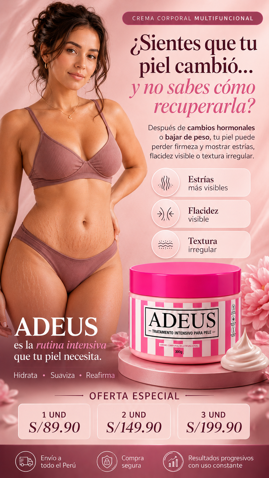 ADEUS Crema Reafirmante para Estrías y Flacidez